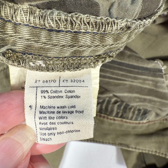 Anthropologie Chino Relaxed Olive Green Cropped Pants Side Stripe‎ 28 - Picture 3 of 16